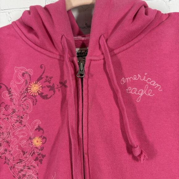 Vintage Y2K Athletic Hoodie Women XL Fuchsia Embroidered Floral Full Zip Jacket - Picture 15 of 16